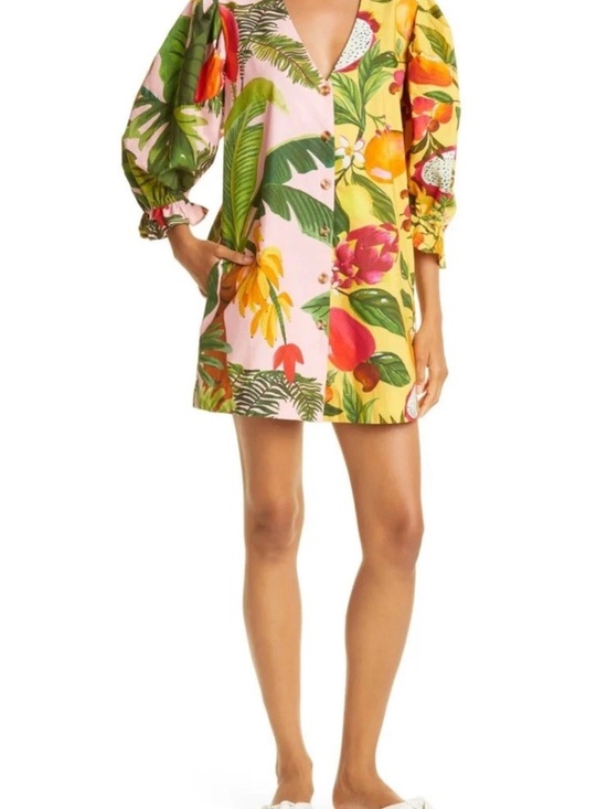 FARM Rio Dresses & Skirts - FARM Rio Tropical Fruit Print Puff Sleeve Mini Dress